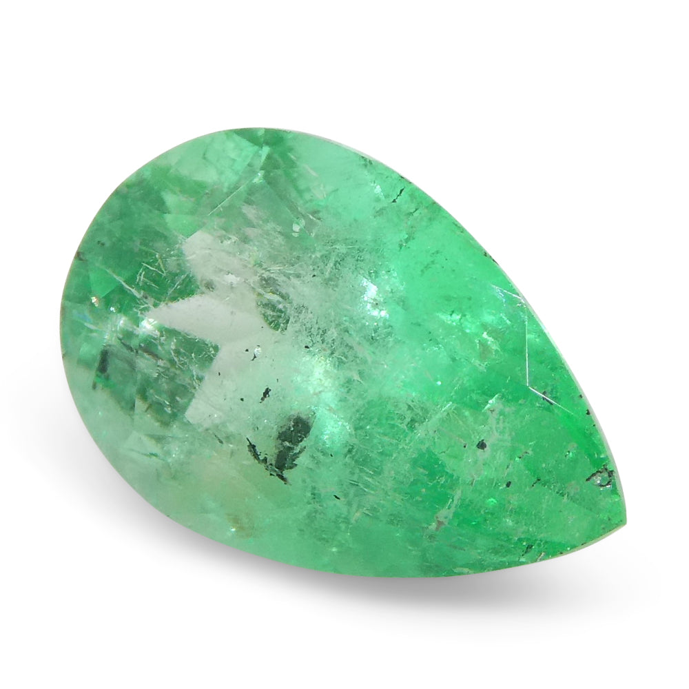 1.28ct Colombian Pear Green Emerald, Medium-Strong Color, SkyJems Fine Gemstones Collection
