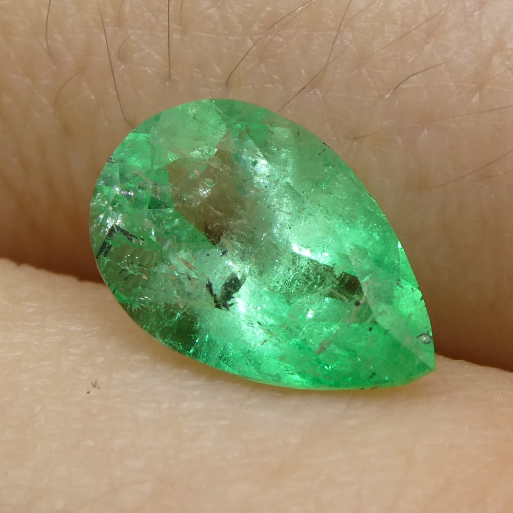 1.28ct Colombian Pear Green Emerald, Medium Strong Color, SkyJems Fine Gemstones Collection