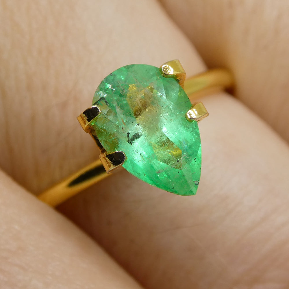 1.28ct Colombian Pear Green Emerald, Medium-Strong Color, SkyJems Fine Gemstones Collection