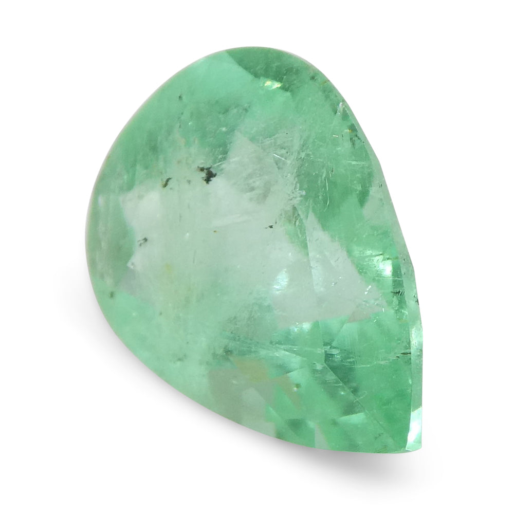 1.37ct Colombian Pear Green Emerald, Moderate Clarity, SkyJems Fine Gemstones Collection