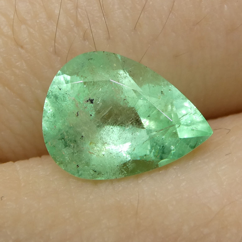 1.37ct Colombian Pear Green Emerald, Moderate Clarity | Premium Beryl Gemstone by SkyJems Canada