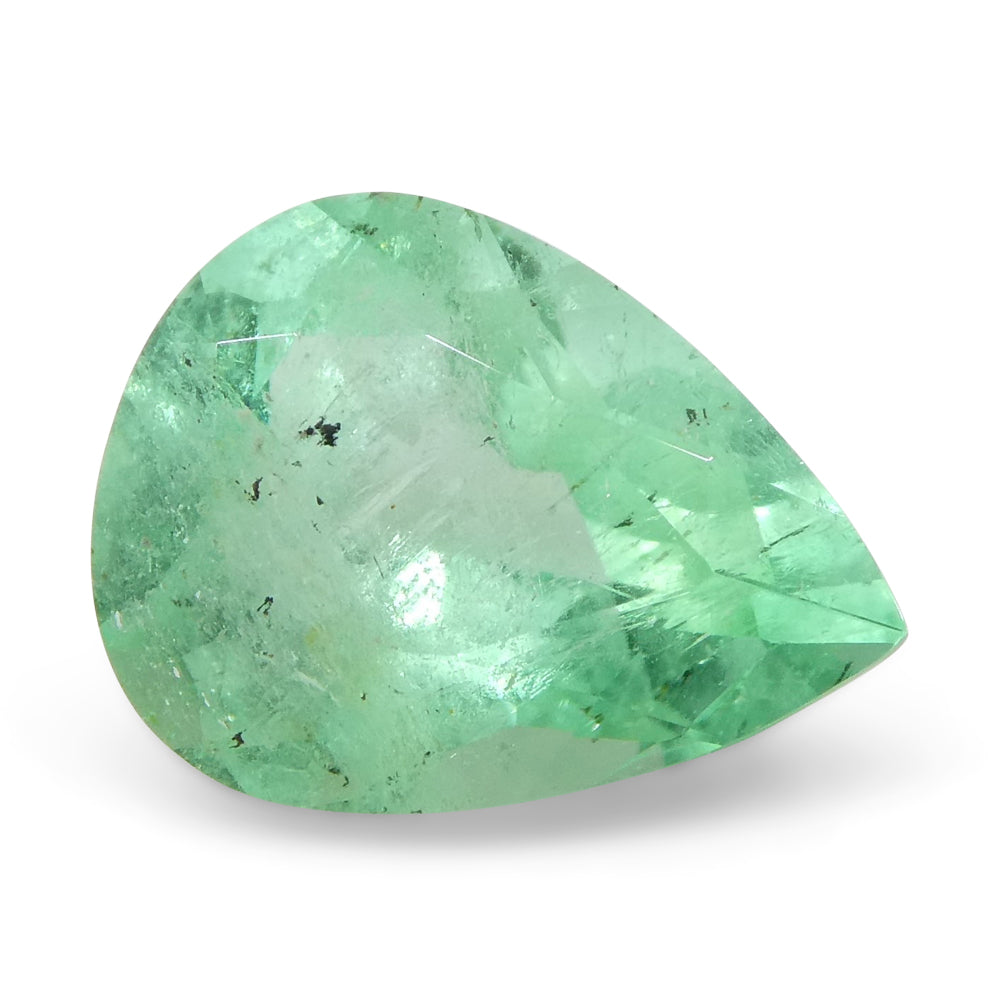 1.37ct Colombian Pear Green Emerald, Moderate Clarity | Premium Beryl Gemstone by SkyJems Canada