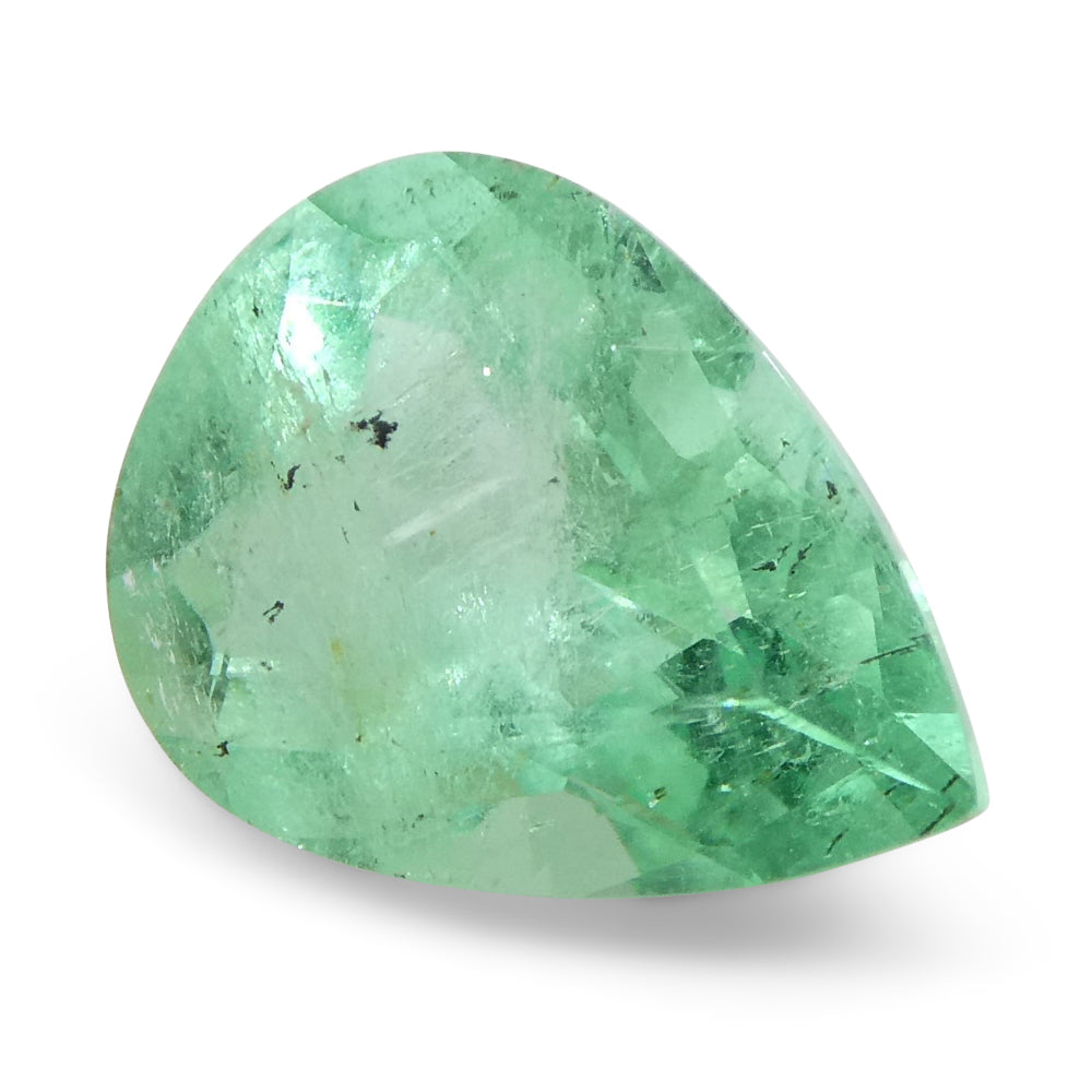 1.37ct Colombian Pear Green Emerald, Moderate Clarity | Premium Beryl Gemstone by SkyJems Canada