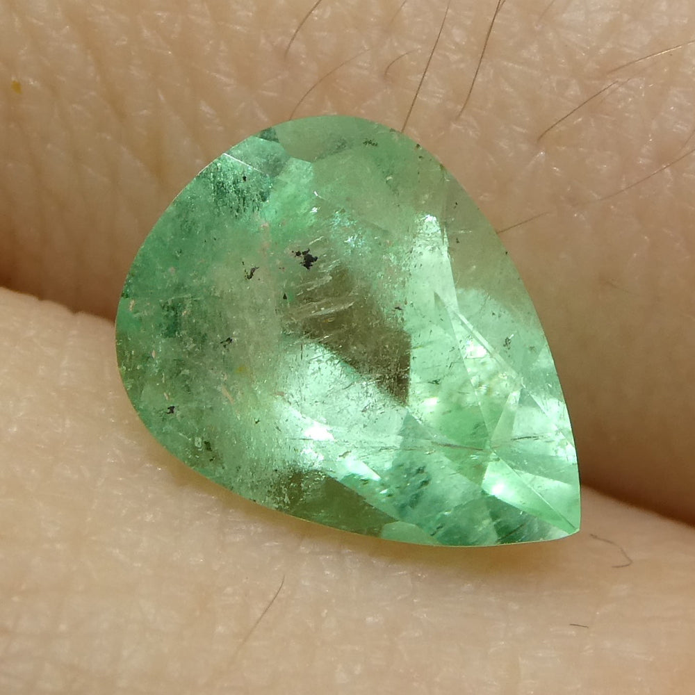 1.37ct Colombian Pear Green Emerald, Moderate Clarity | Premium Beryl Gemstone by SkyJems Canada