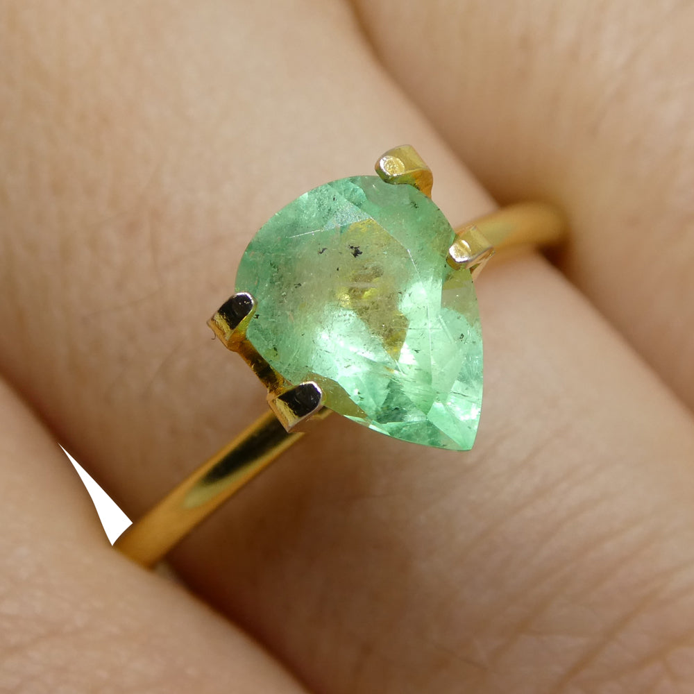 1.37ct Colombian Pear Green Emerald, Moderate Clarity | Premium Beryl Gemstone by SkyJems Canada