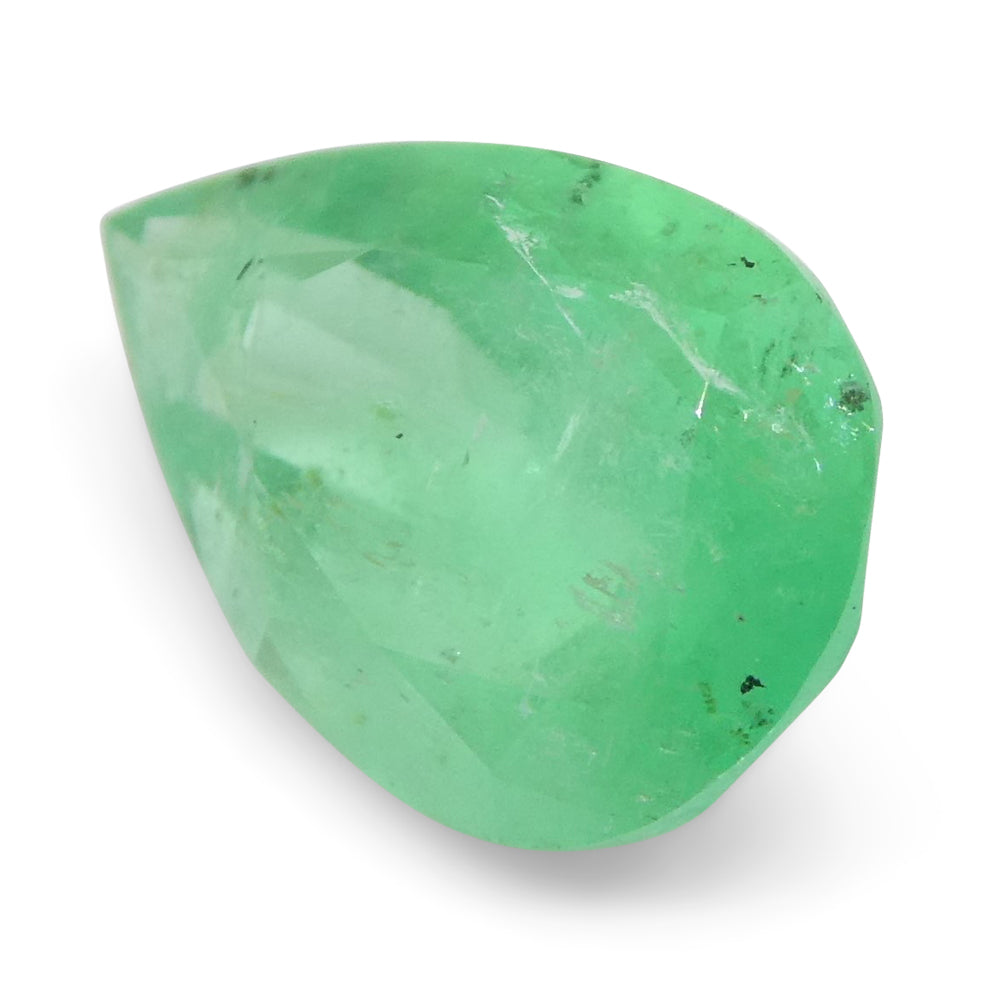 1.08ct Colombian Pear Green Emerald, Moderately Strong Color, SkyJems Fine Gemstones Collection