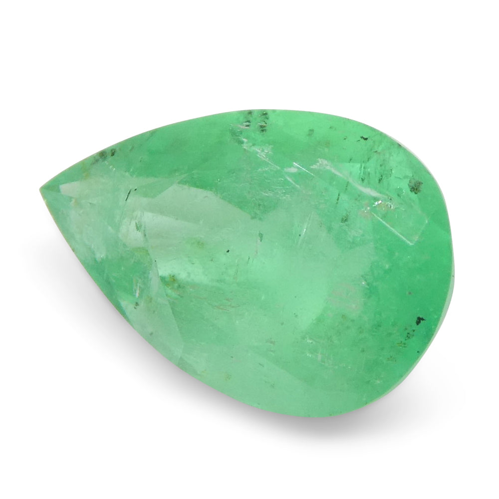 1.08ct Colombian Pear Green Emerald, Moderately Strong Color | Premium Gemstone by SkyJems Canada