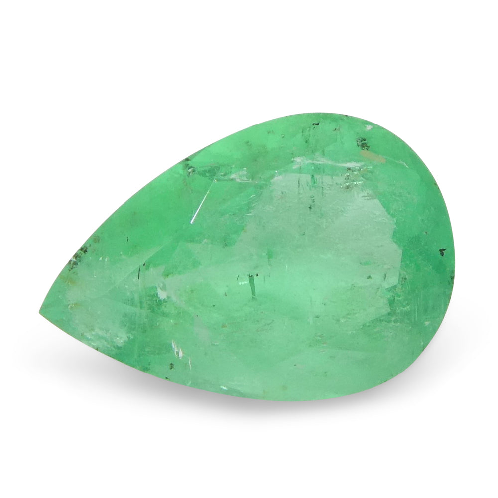 1.08ct Colombian Pear Green Emerald, Moderately Strong Color, SkyJems Fine Gemstones Collection