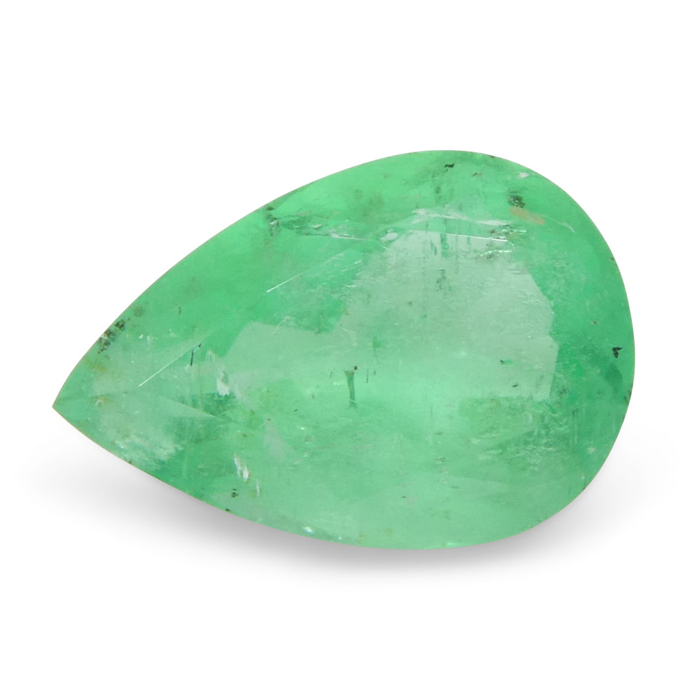 1.08ct Colombian Pear Green Emerald, Moderately Strong Color | Premium Beryl Gemstone by SkyJems Canada