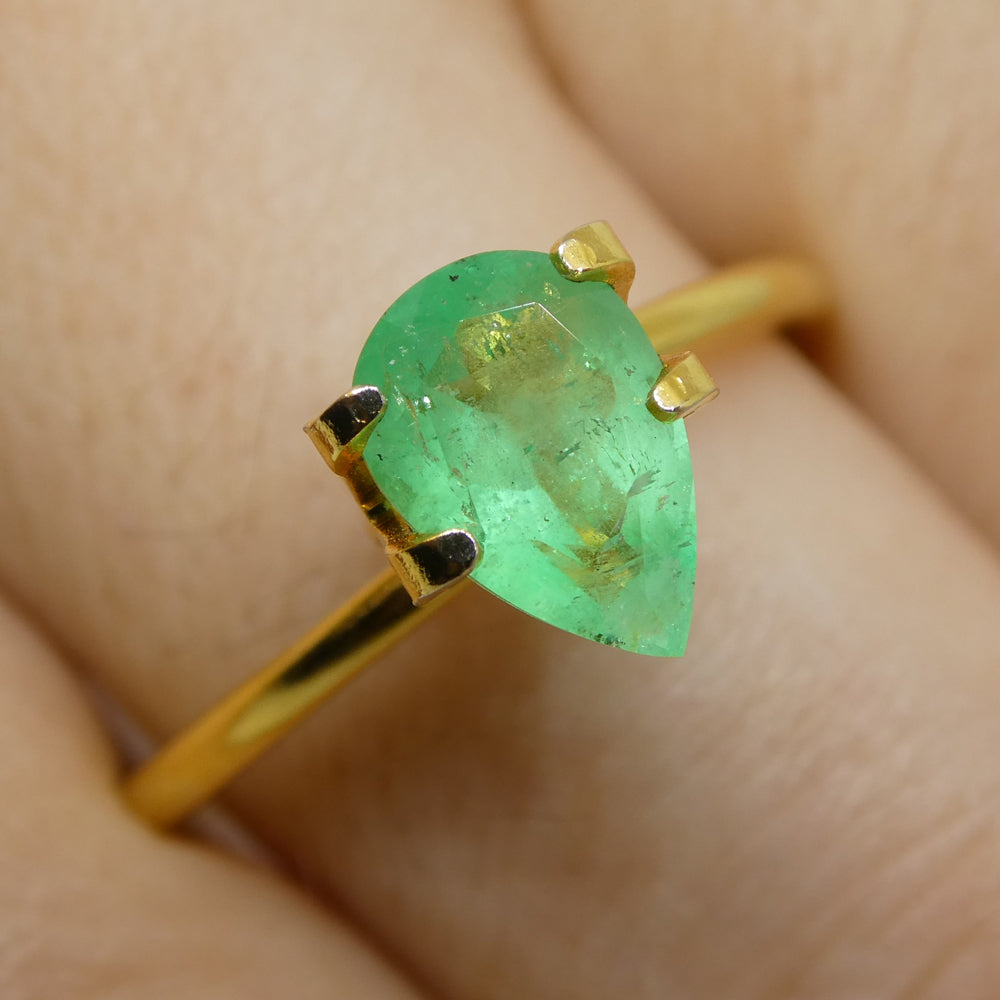 1.08ct Colombian Pear Green Emerald, Moderately Strong Color, SkyJems Fine Gemstones Collection