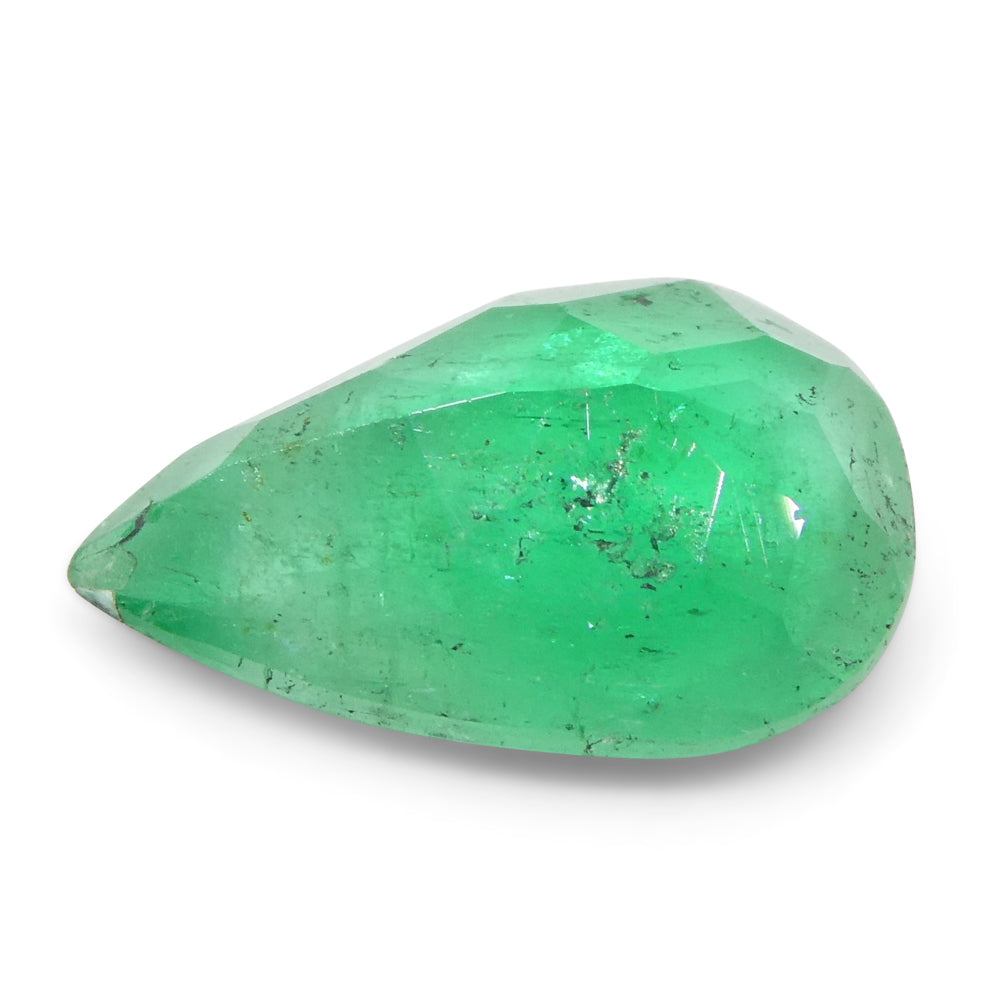 2.27ct Colombian Pear Green Emerald, Bluish Green Beryl Gemstone from SkyJems Fine Gems Collection