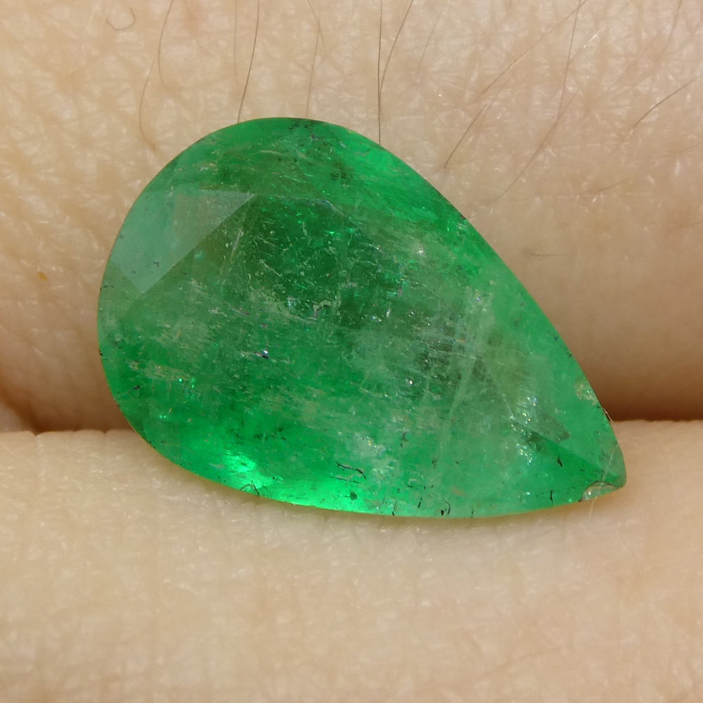 2.27ct Colombian Pear Green Emerald, Moderately Strong Color, SkyJems Fine Gemstones Collection