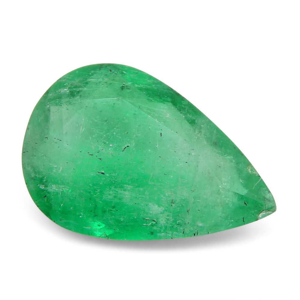 2.27ct Colombian Pear Green Emerald, Moderately Strong Color, SkyJems Fine Gemstones Collection