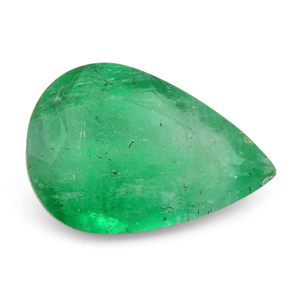 2.27ct Colombian Pear Green Emerald, Bluish Green Beryl Gemstone by SkyJems Fine Canadian Gem Specialists
