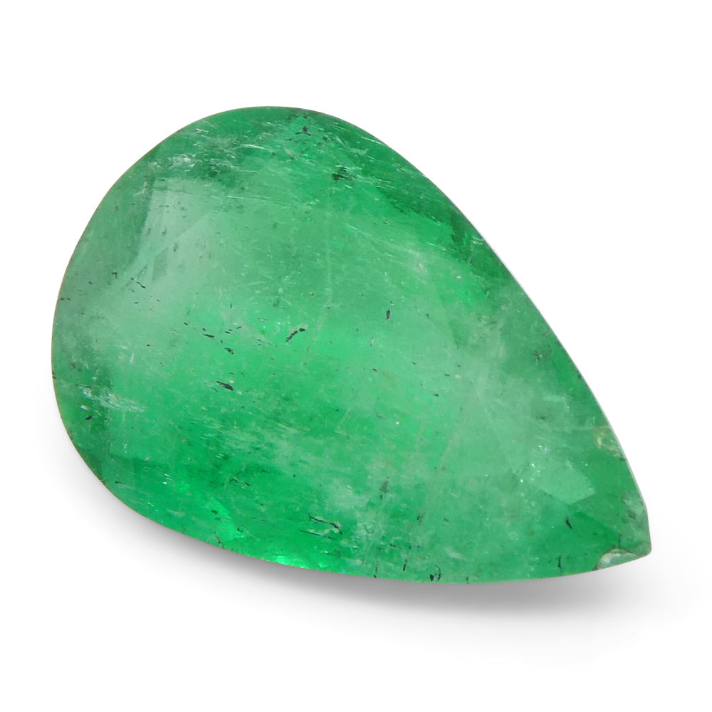 2.27ct Colombian Pear Green Emerald, Moderately Strong Color, SkyJems Fine Gemstones Collection