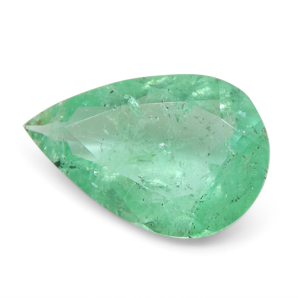 1.3ct Colombian Pear Green Emerald, Bluish Green Beryl Gemstone from SkyJems Premium Collection