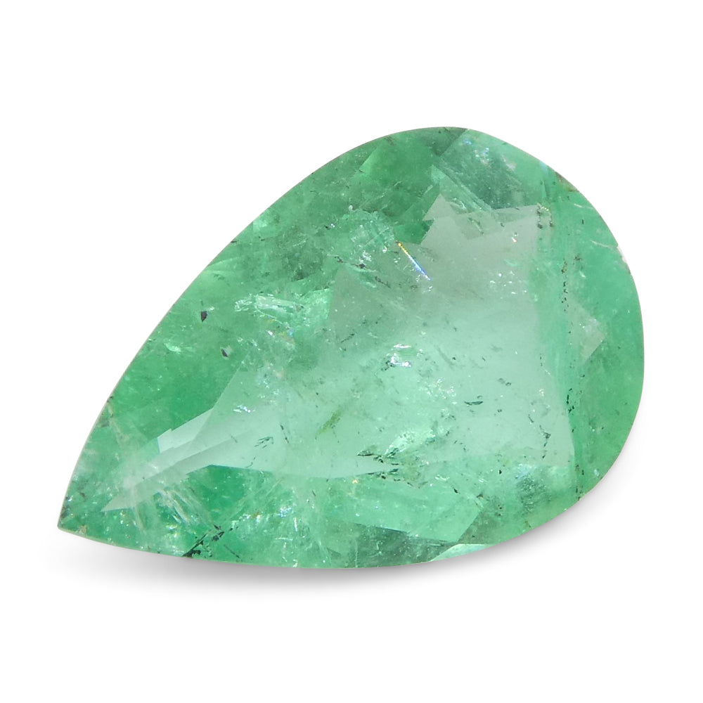 1.3ct Colombian Pear Green Emerald, Bluish Green Beryl Gemstone from SkyJems Premium Collection