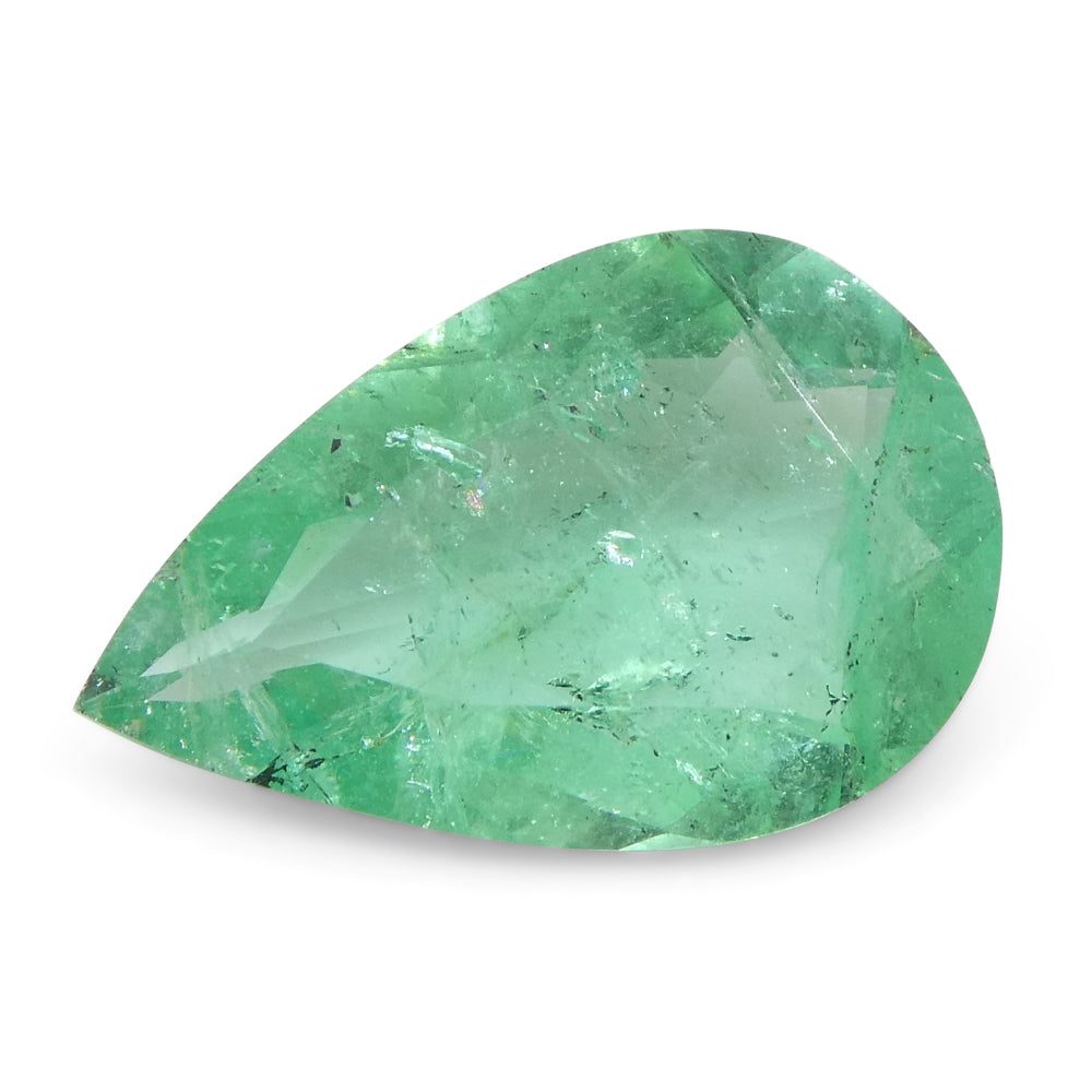 1.3ct Colombian Pear Green Emerald, Bluish Green Beryl Gemstone from SkyJems Fine Gem Collection