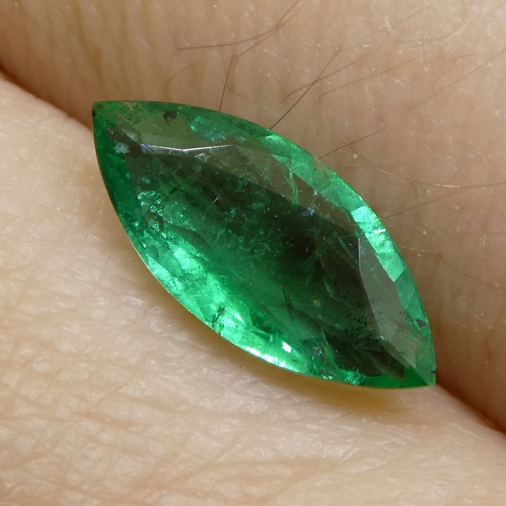 SkyJems 1.07ct Colombian Marquise Emerald: Bluish Green Beryl Gemstone with Moderate Clarity and Brilliance