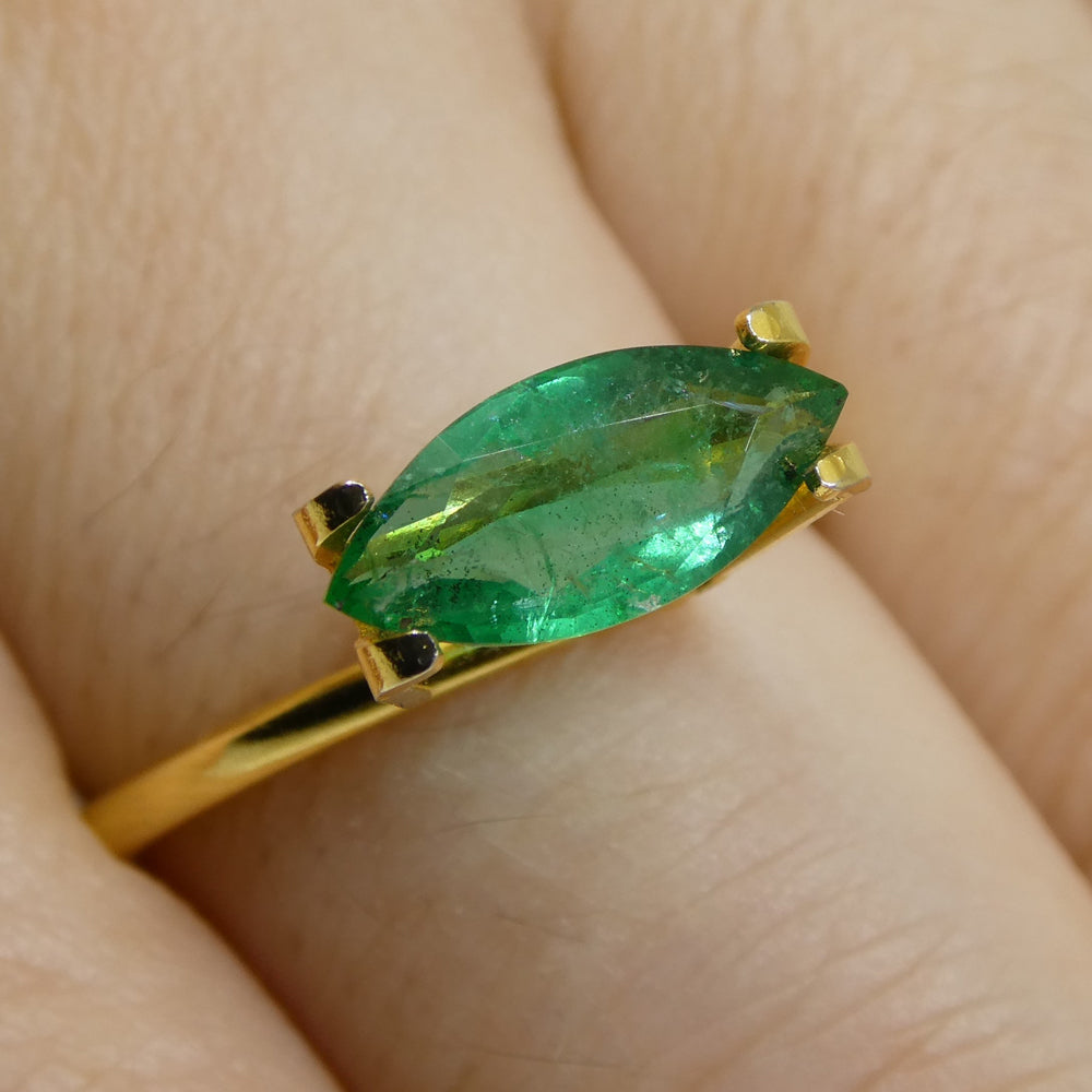 SkyJems 1.07ct Colombian Marquise Emerald: Bluish Green Beryl Gemstone with Moderate Clarity and Brilliance
