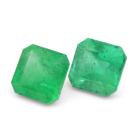 2.45ct Pair Square Green Emerald from Colombia