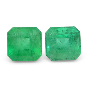 2.45ct Pair Square Green Emerald from Colombia - Skyjems Wholesale Gemstones