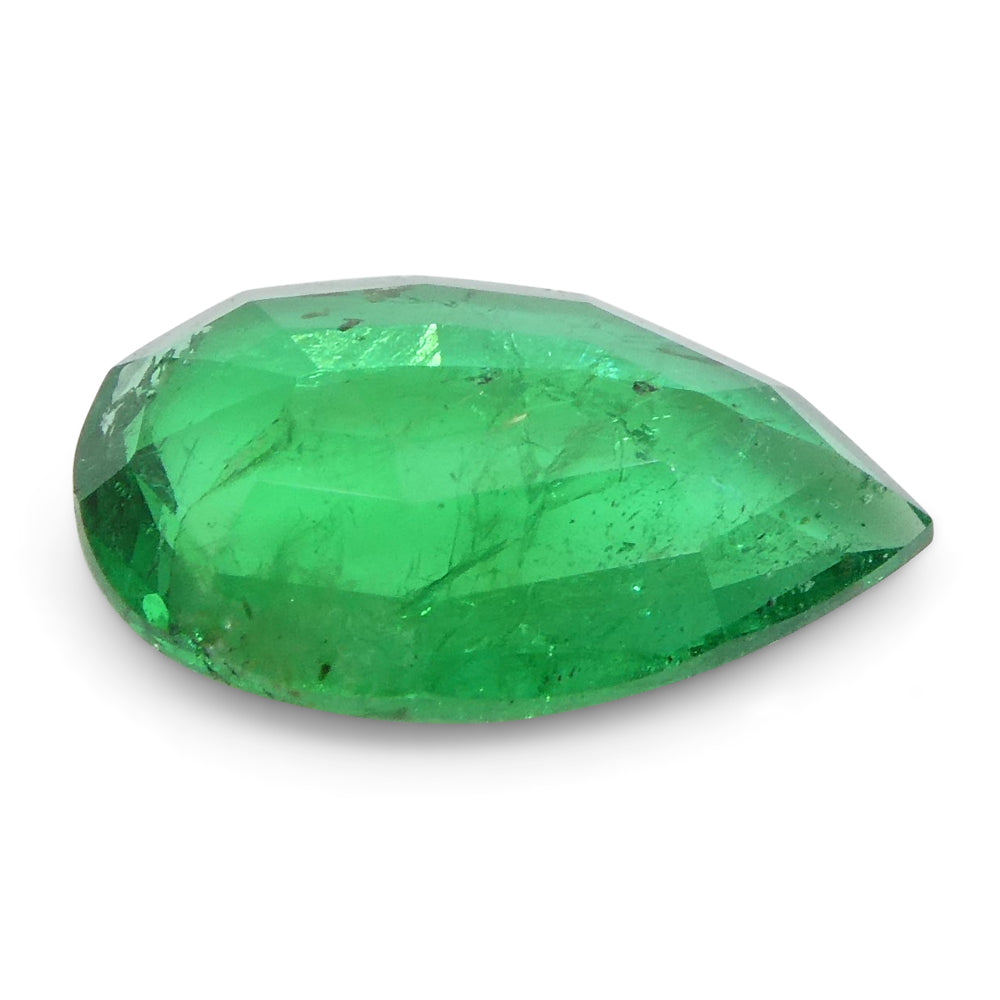1.02ct Pear-Cut Green Zambian Emerald from SkyJems, premium medium-dark beryl gemstone with exceptional clarity