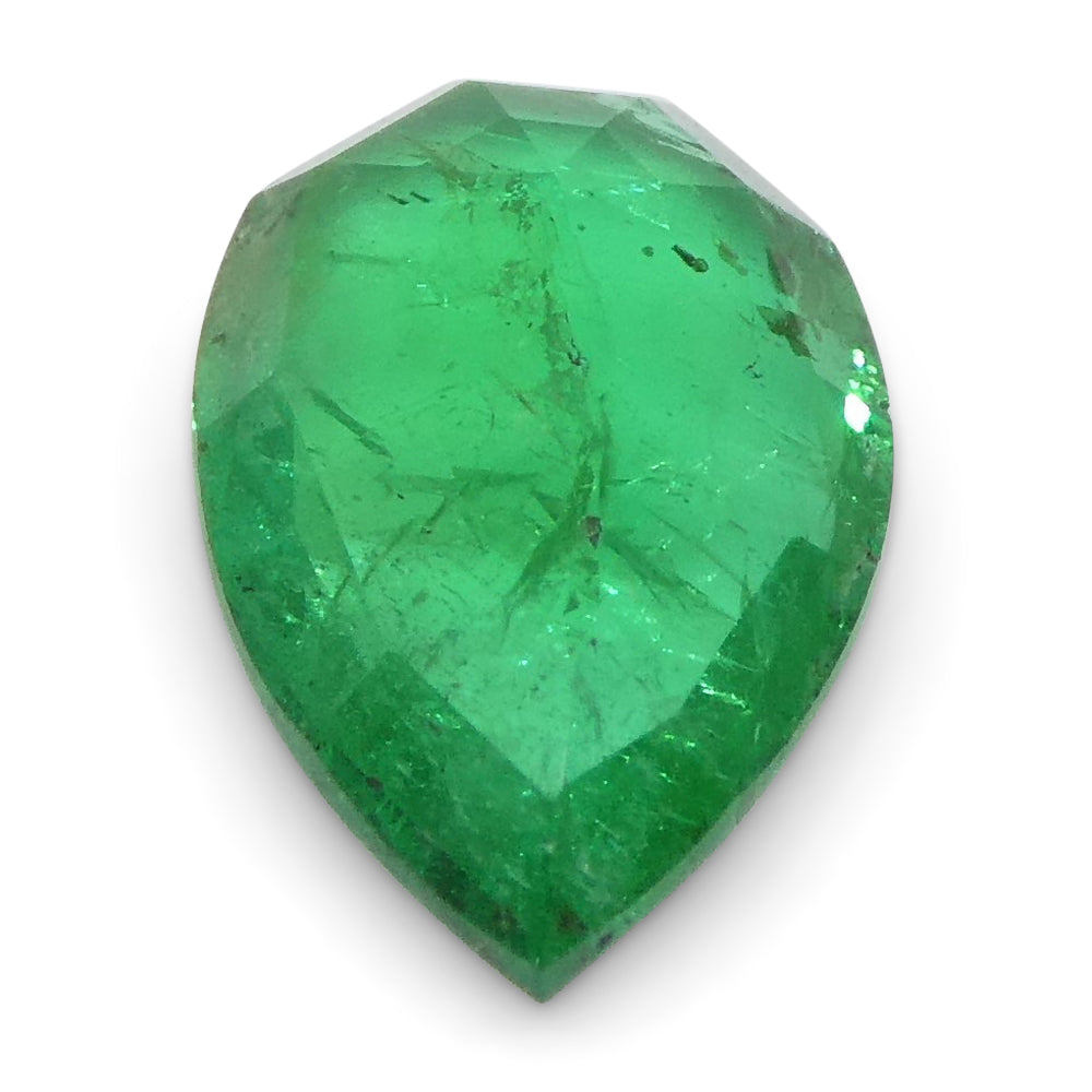 1.02ct Pear Green Emerald from Zambia, Step Cut Beryl Gemstone by SkyJems Canadian Gem Experts