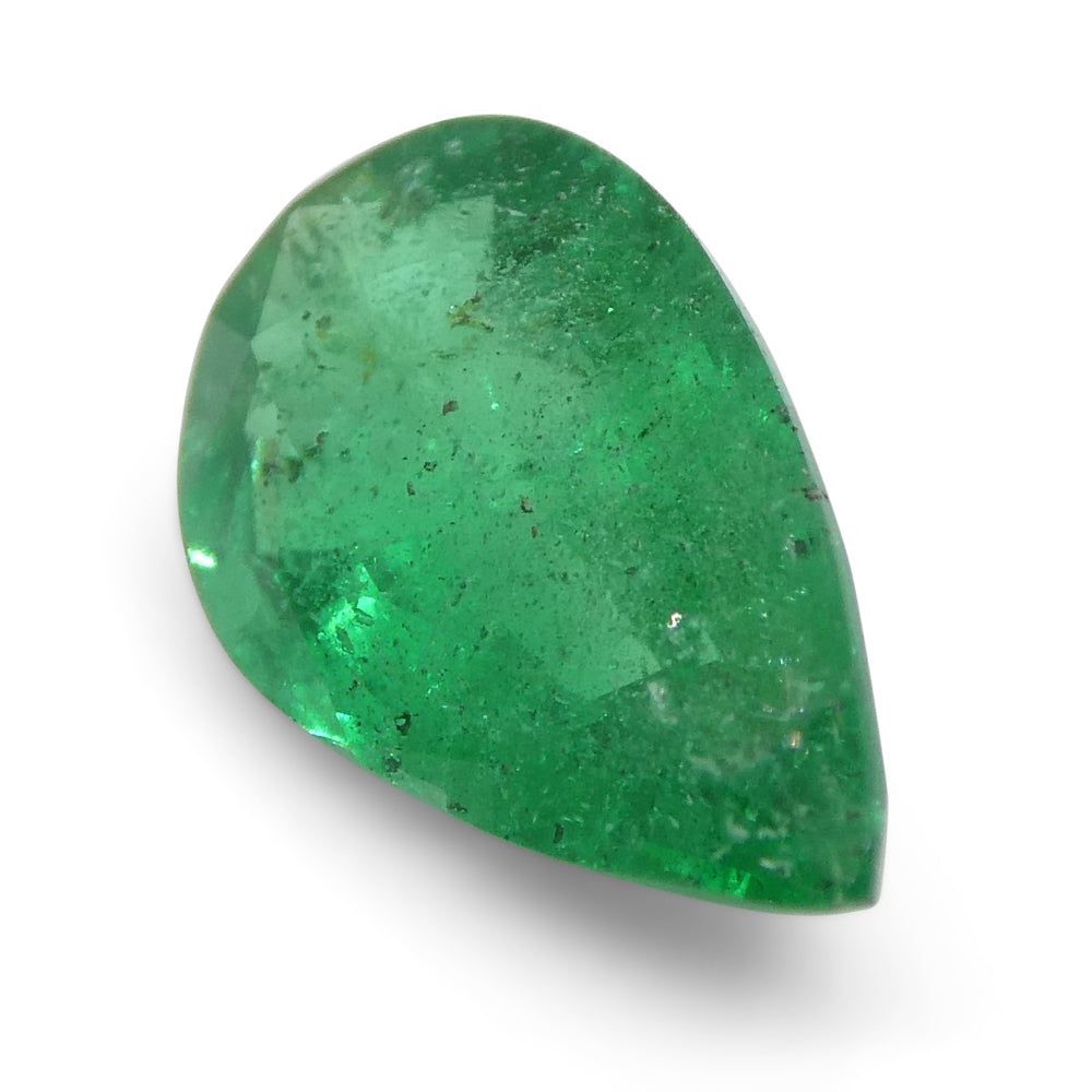 1.2ct Pear-Cut Zambian Green Emerald from SkyJems, premium green beryl gemstone with vibrant color and elegant step cut