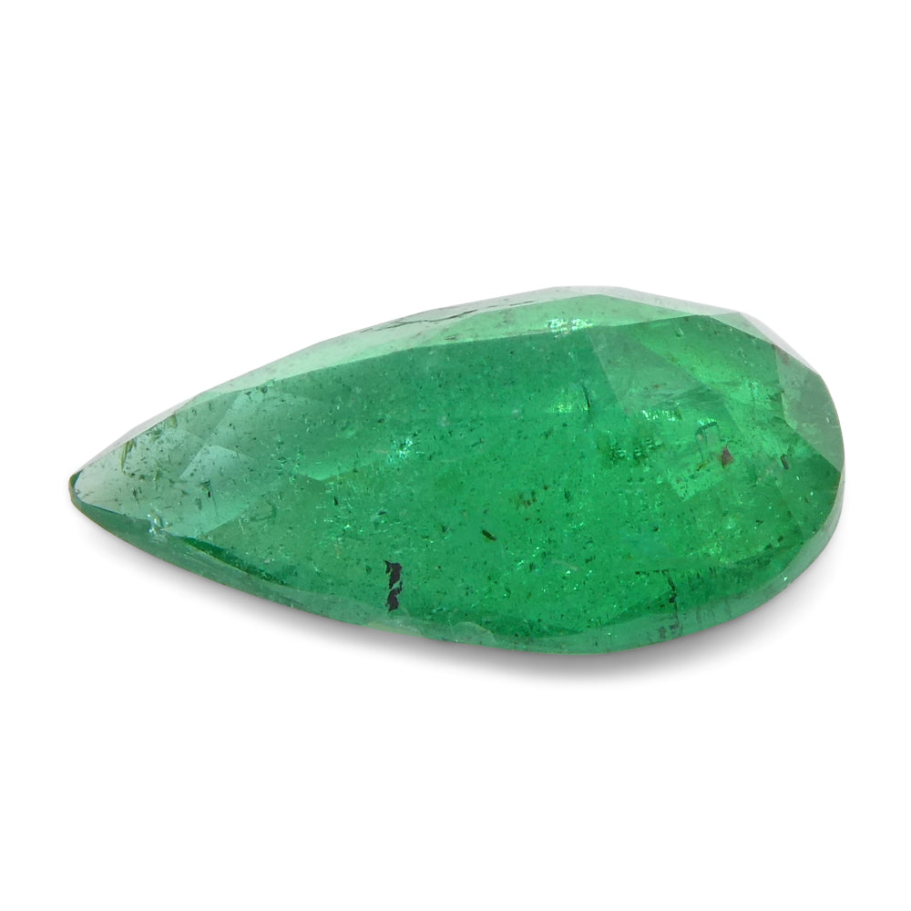 1.2ct Pear-Cut Zambian Green Emerald, vibrant bluish-green gemstone from SkyJems' premium single-stone collection