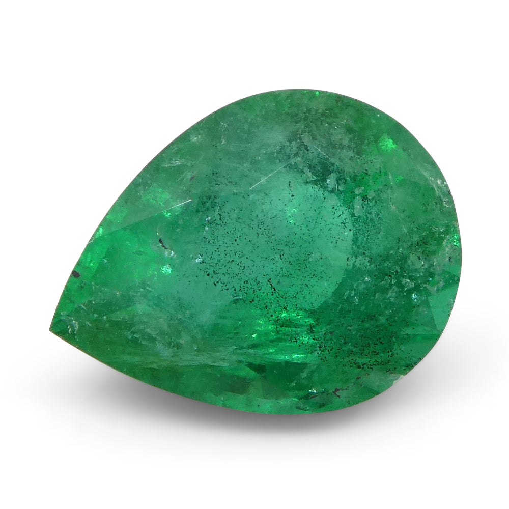 1.43ct Pear Shape Green Emerald from Zambia - Skyjems Wholesale Gemstones