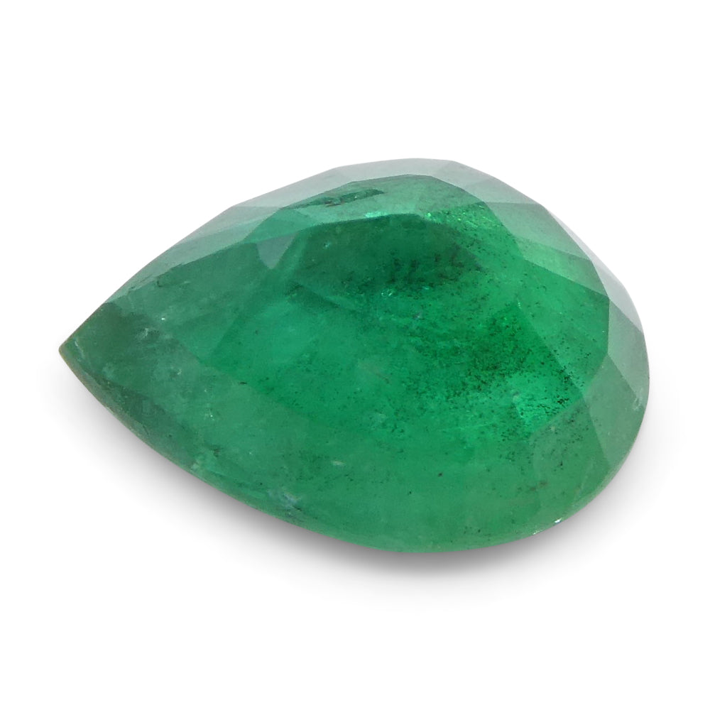 1.43ct Pear Shape Green Emerald from Zambia - Skyjems Wholesale Gemstones