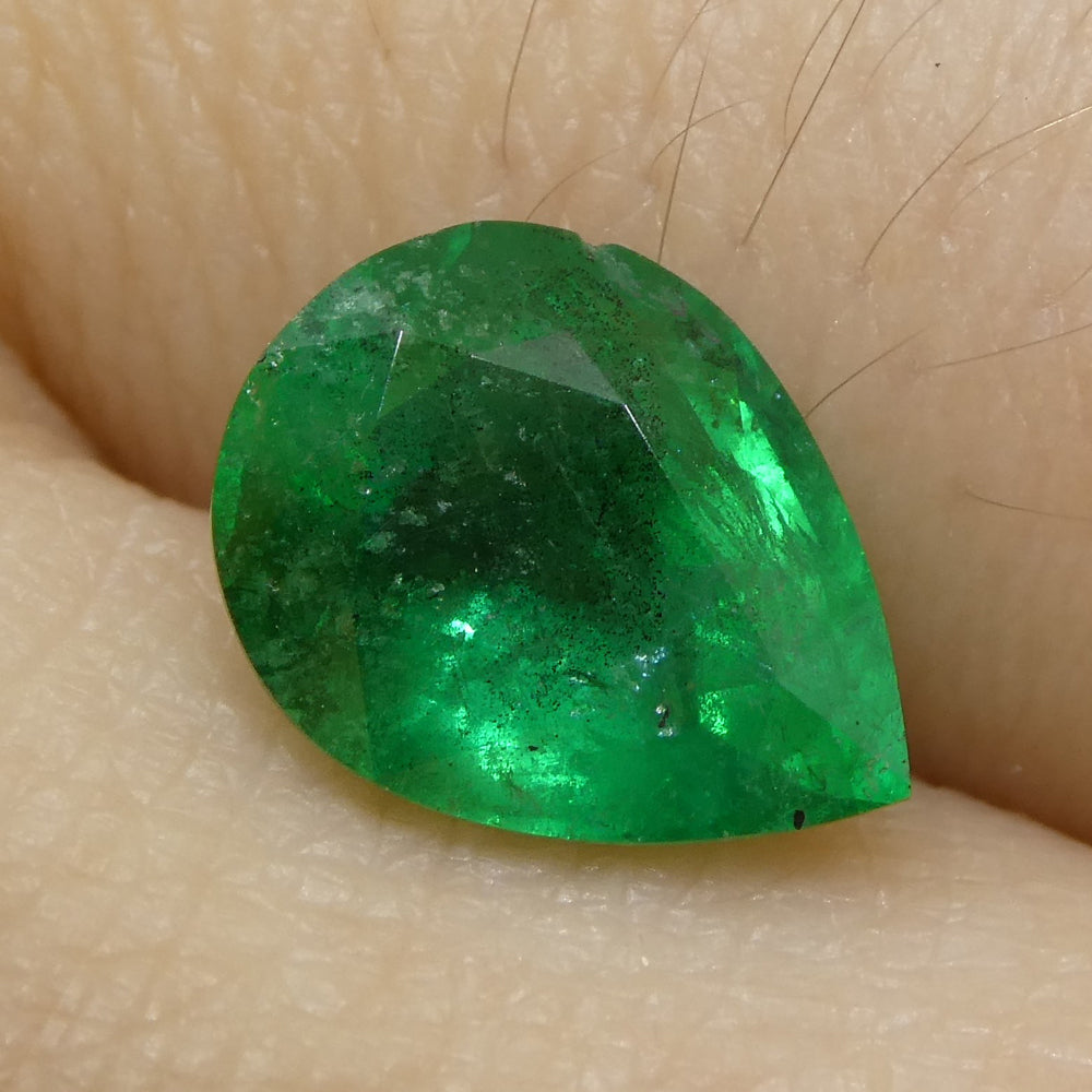 1.43ct Pear Shape Green Emerald from Zambia - Skyjems Wholesale Gemstones