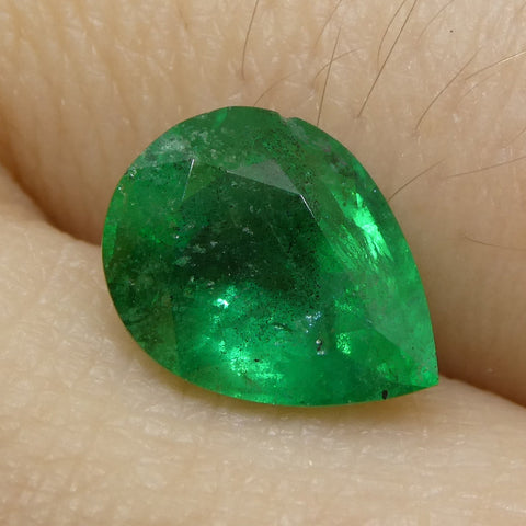 1.43ct Pear Shape Green Emerald from Zambia