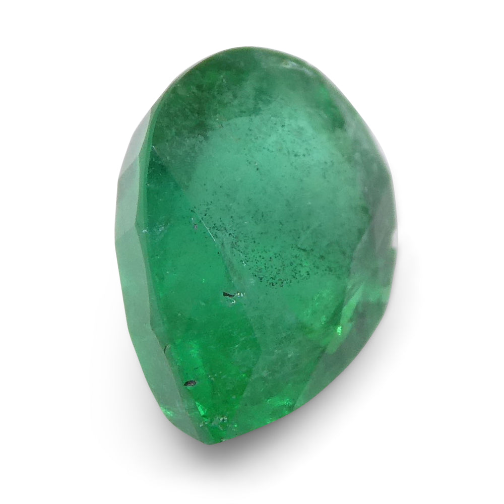 1.43ct Pear-Cut Green Zambian Emerald from SkyJems, premium beryl gemstone with rich slightly bluish color