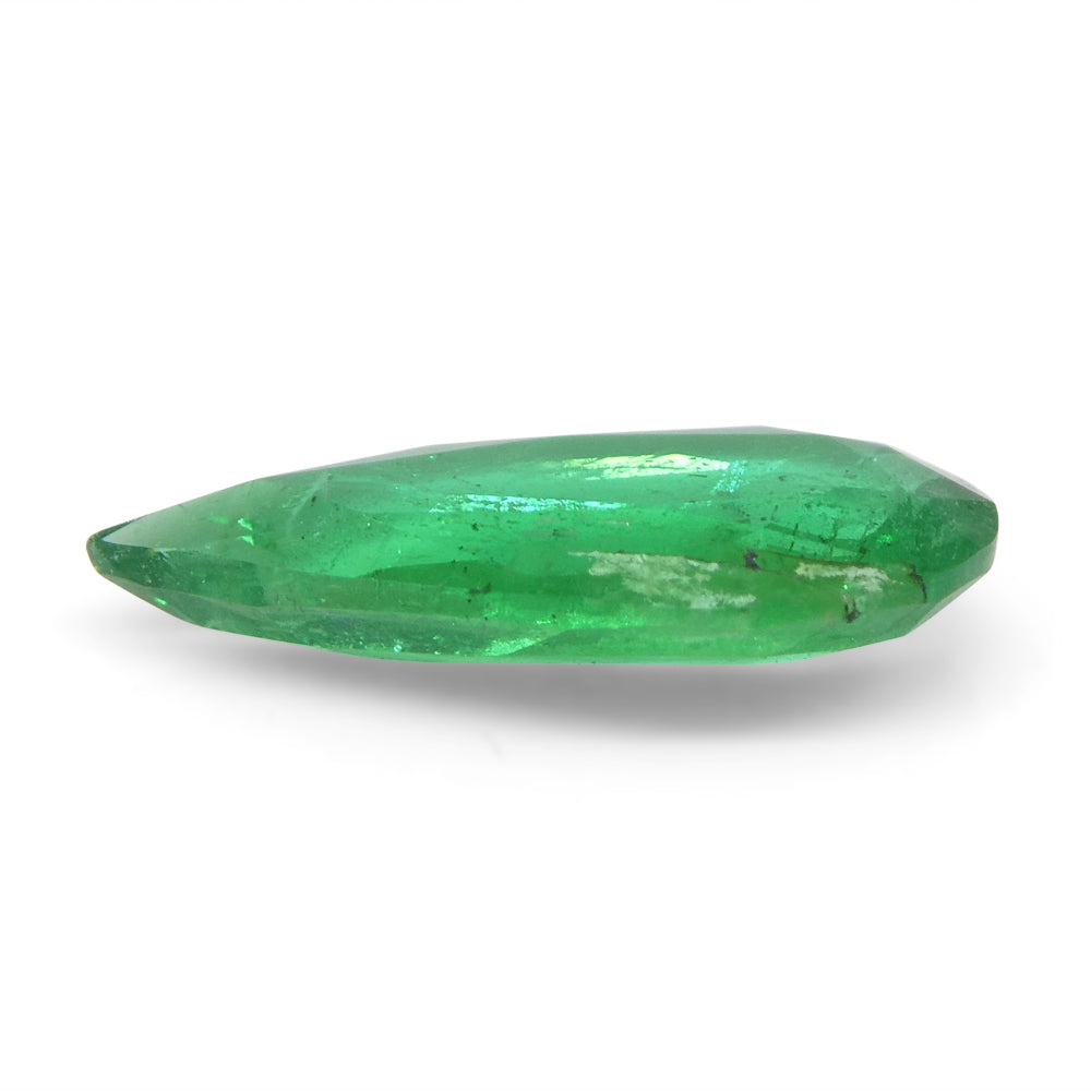 0.86ct Pear Green Emerald from Zambia, very slightly bluish, SkyJems premium Zambian gemstone collection