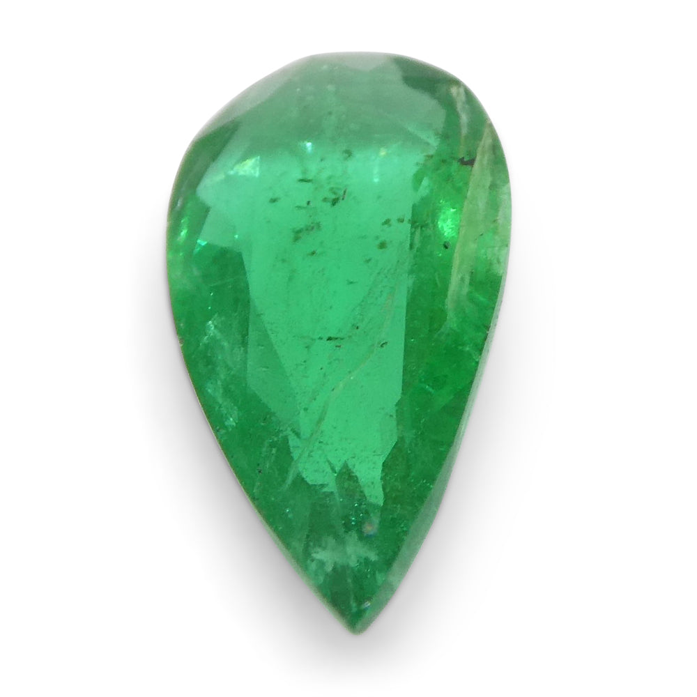 0.86ct Pear Green Emerald from Zambia, very slightly bluish, SkyJems premium Zambian gemstone collection
