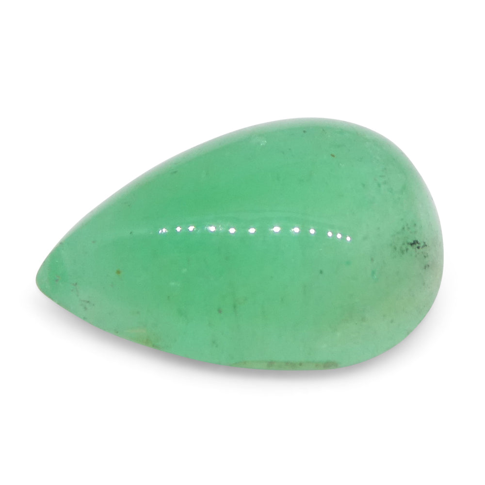 1.96ct Pear Cabochon Green Emerald from Colombia - Skyjems Wholesale Gemstones