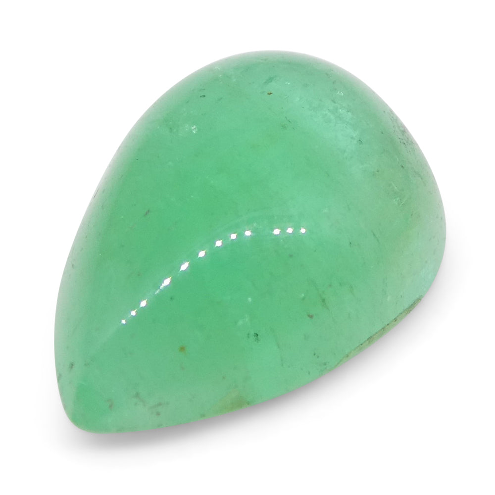 1.96ct Pear Cabochon Green Emerald from Colombia - Skyjems Wholesale Gemstones