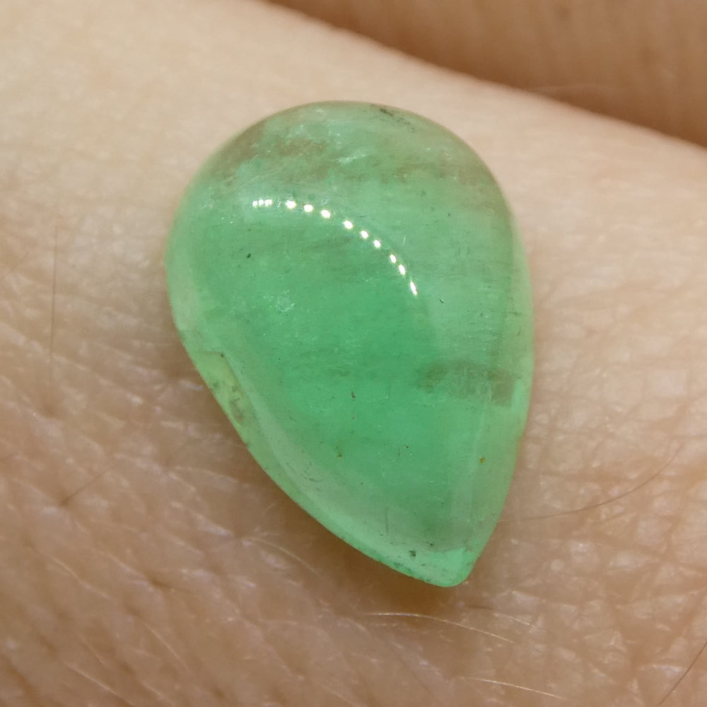 1.96ct Pear Cabochon Green Emerald from Colombia - Skyjems Wholesale Gemstones