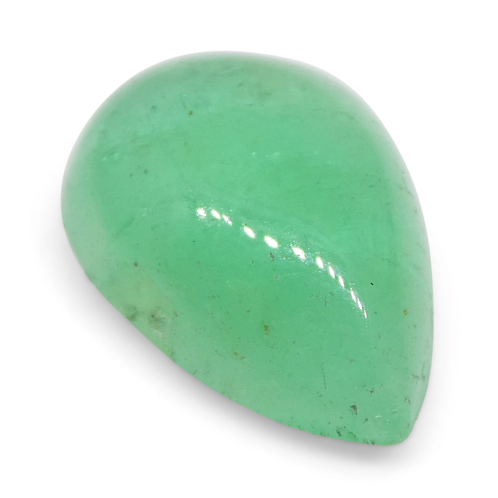 1.96ct Colombian Green Emerald Pear Cabochon, Bluish Green Beryl Gemstone by SkyJems Canada
