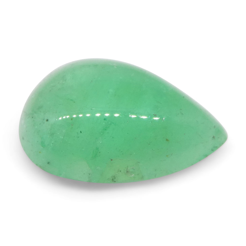 1.96ct Colombian Green Emerald Pear Cabochon - Rare Beryl Gemstone by SkyJems Canada