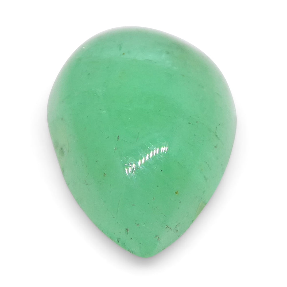 1.96ct Pear Cabochon Green Emerald from Colombia - Skyjems Wholesale Gemstones