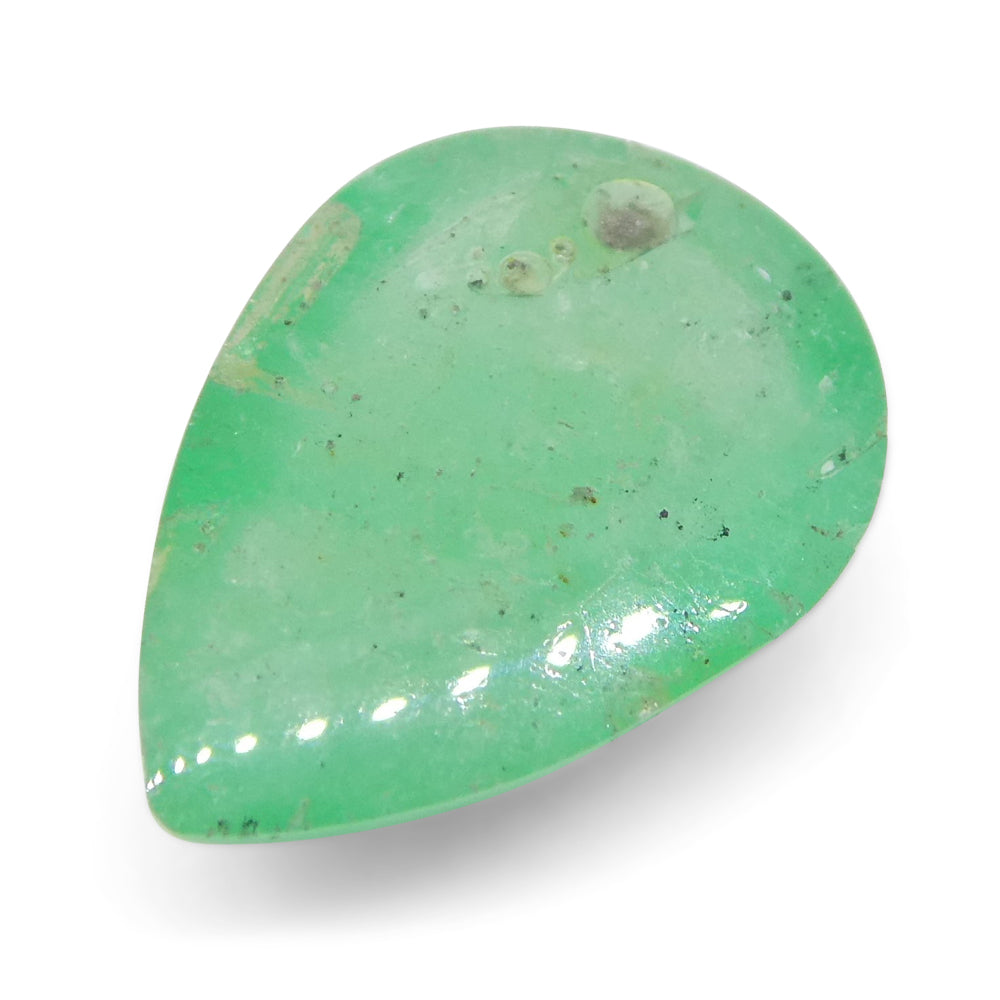 1.96ct Pear Cabochon Green Emerald from Colombia - Skyjems Wholesale Gemstones