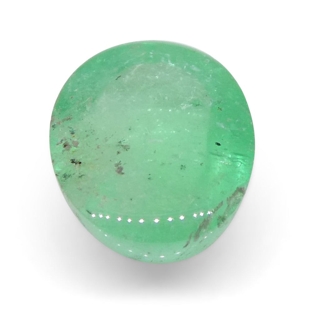 SkyJems 1.07ct Colombian Green Emerald Oval Cabochon, rare beryl gemstone with light-medium green hue
