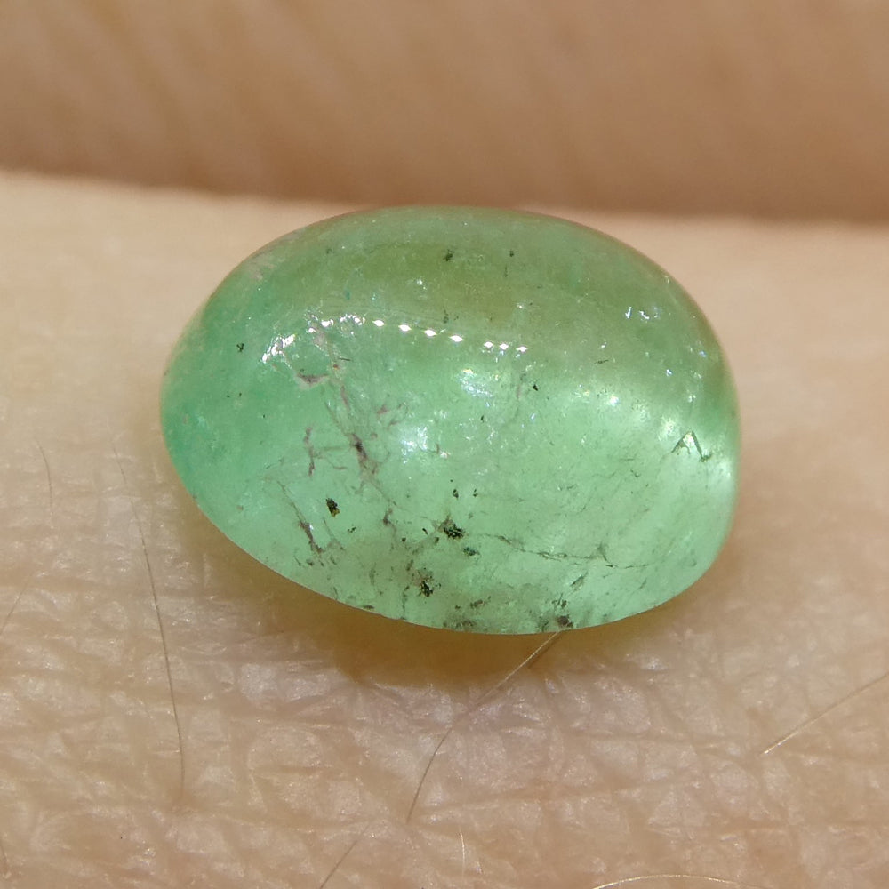 1.07ct Oval Cabochon Green Emerald from Colombia - Skyjems Wholesale Gemstones