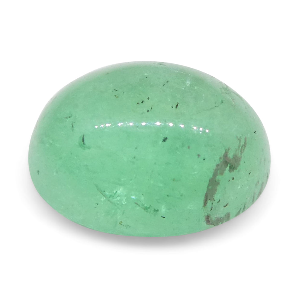 1.07ct Oval Cabochon Green Emerald from Colombia - Skyjems Wholesale Gemstones