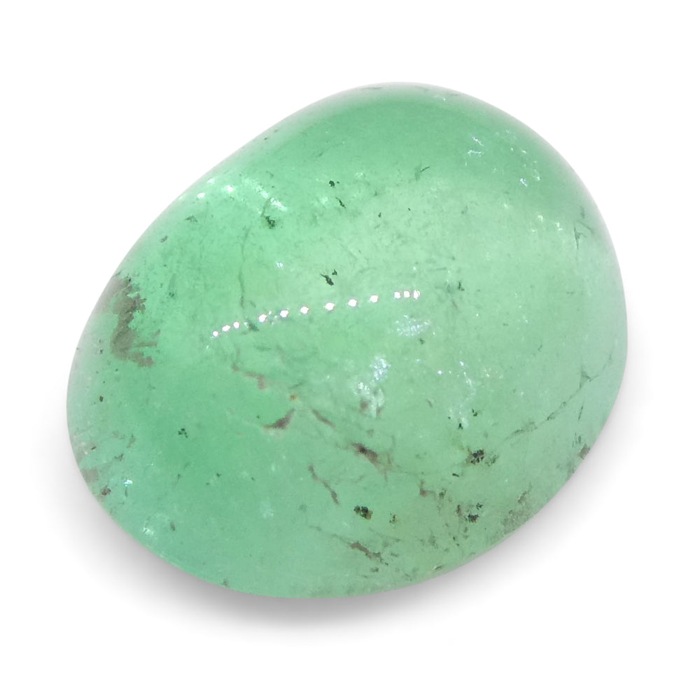 SkyJems 1.07ct Colombian Green Emerald Oval Cabochon, natural beryl gemstone with soft bluish-green hue