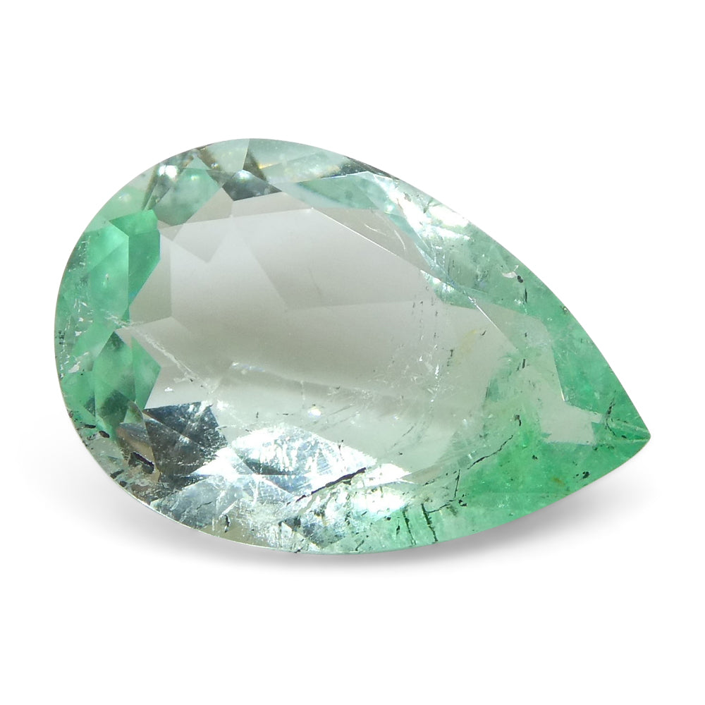 2. .07 ctHyEar Green Colombian Human emerfrom SkyJJ's Rare BerCollection,3-Carat Beryl Gemstone,

Distinctive PEar Cut Profil