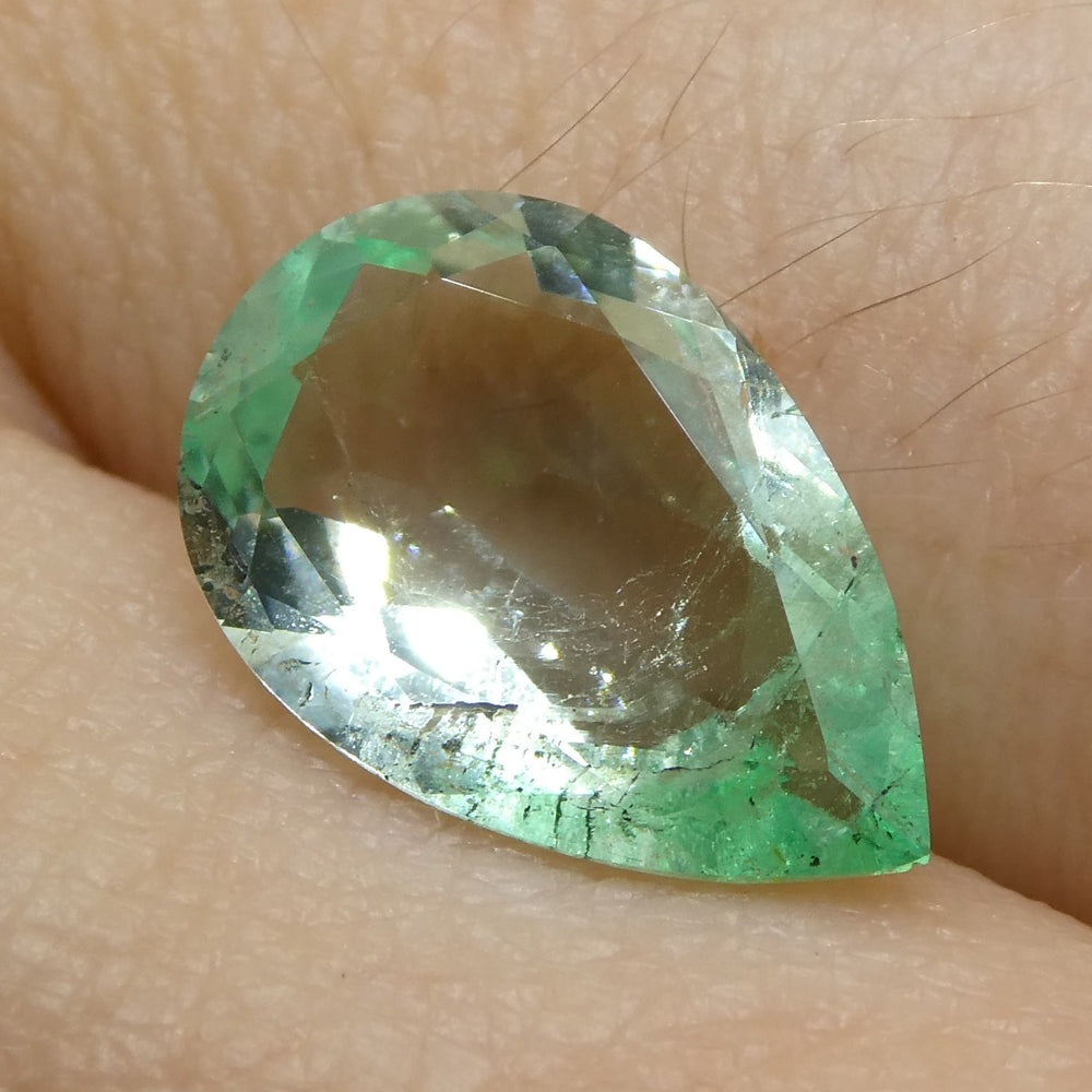 2.07ct Colombian Pear Green Emerald, Moderate Clarity, SkyJems Fine Gemstones Rare Natural Beryl